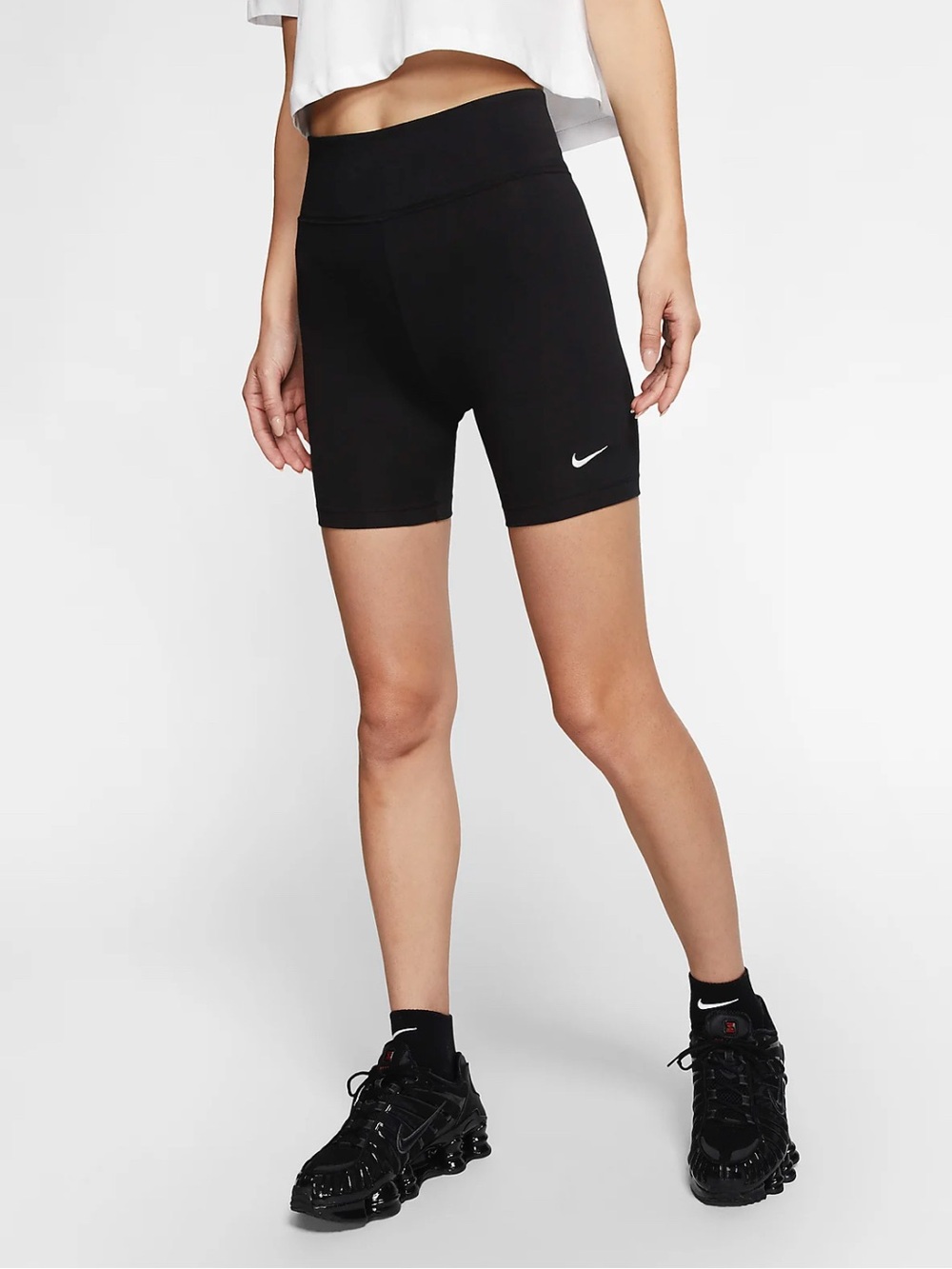 Nike Sportswear Women's High-Waisted Bike Shorts CJ2661-010 Black Size S